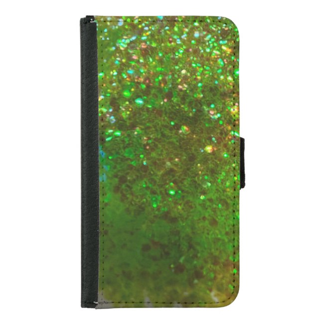 Glite glam green glitter Cell Phone Case wallet! (Front)