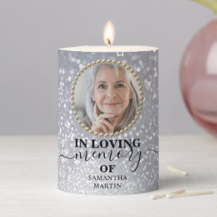 Gliter In loving Memory Remembrance Pillar Candle