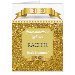 Glitsy! Personalized BIG retirement Card