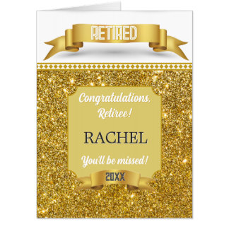 Glitsy! Personalized BIG retirement Card