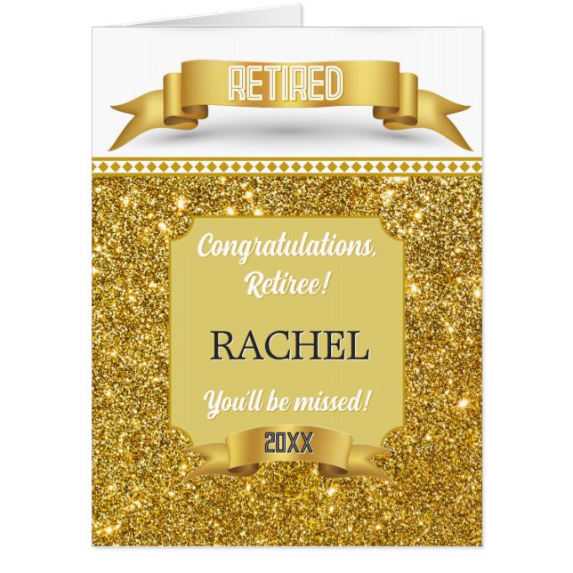 Glitsy! Personalized BIG retirement Card (Front)