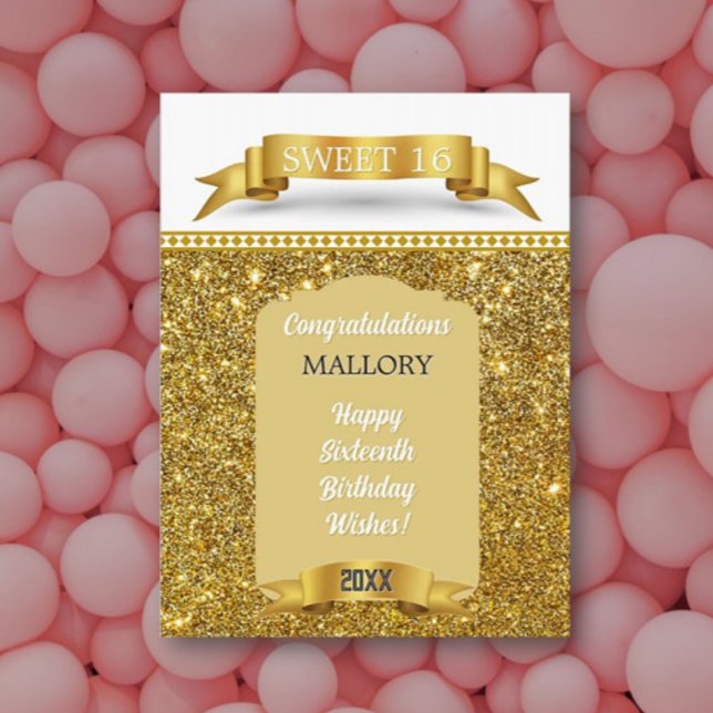 Glitsy! Personalized BIG Sweet 16 Birthdat Card (Creator Uploaded)