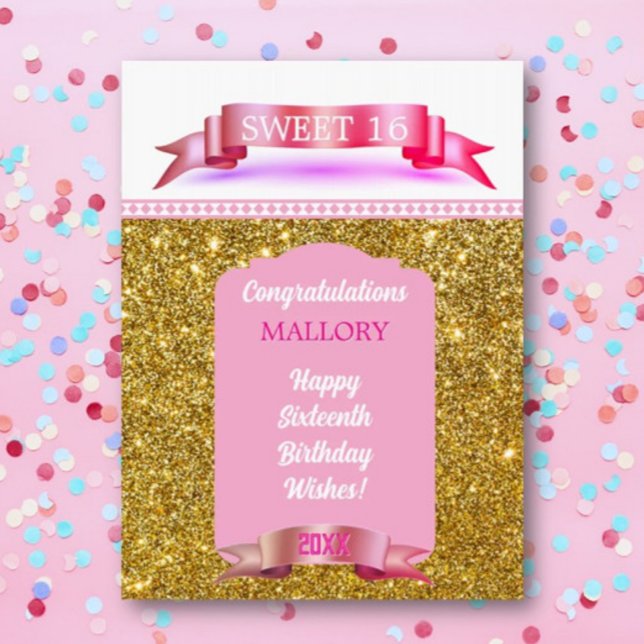 Glitsy! Personalized BIG Sweet 16 Birthdat Card (Creator Uploaded)