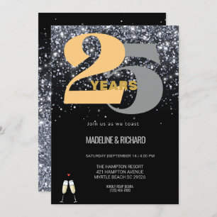 Glitter 25th Silver Anniversary Celebration Invitation