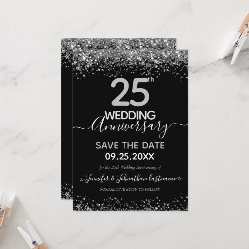 Glitter 25th Wedding Anniversary Invitation