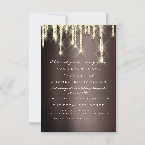 Glitter 3D Bridal Shower Sweet 16th Gold SPARK Invitation