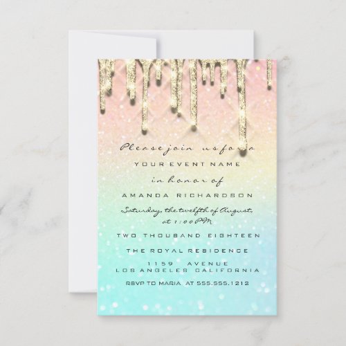 Glitter 3D Bridal Shower Sweet 16th Ombe Holograph Invitation