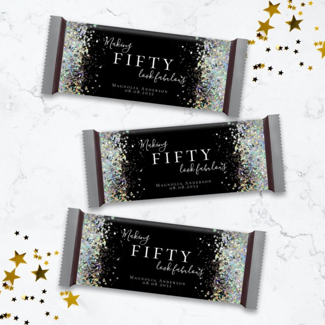 Glitter 50th Birthday Favor Candy Bar Wrapper (Creator Uploaded)