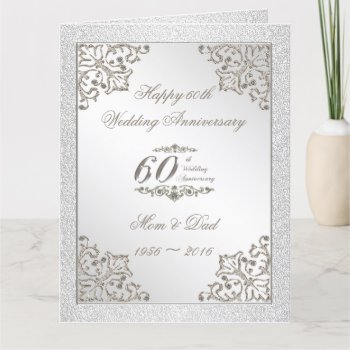 Glitter 60th Diamond Wedding Anniversary 8.5x11 Card by CreativeCardDesign at Zazzle
