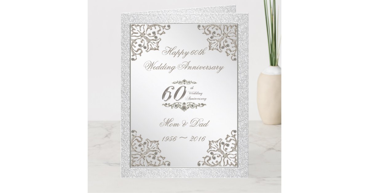 Happy 60th Anniversary Card Diamond, 2 Love Birds, Zazzle