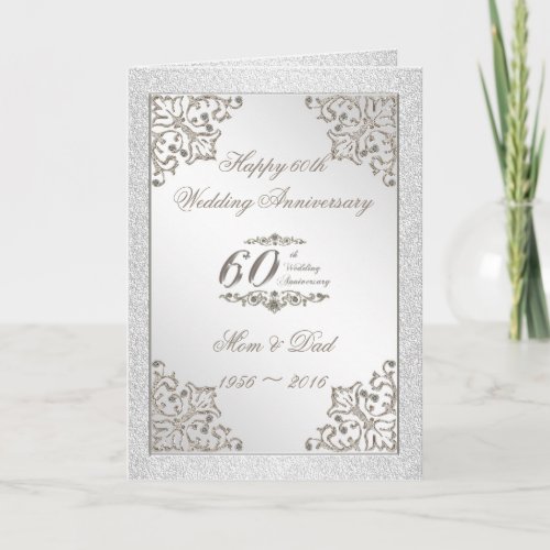 Glitter 60th Diamond Wedding Anniversary Card