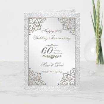 Glitter 60th Diamond Wedding Anniversary Card by CreativeCardDesign at Zazzle
