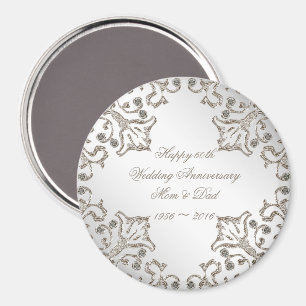 Glitter 60th Diamond Wedding Anniversary Magnet