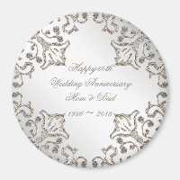Glitter 60th Diamond Wedding Anniversary Magnet