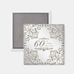 Glitter 60th Diamond Wedding Anniversary Magnet