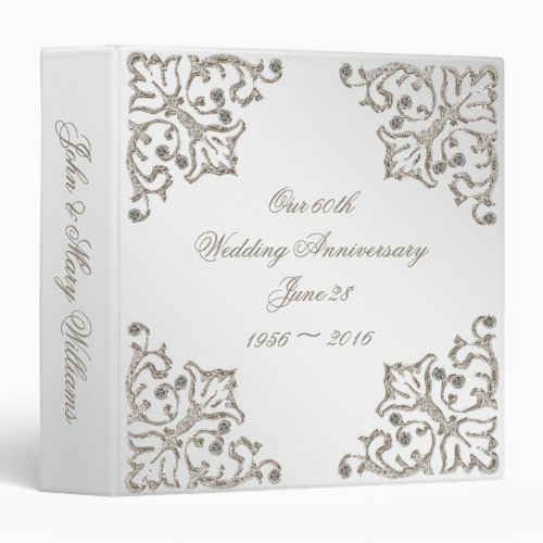 Glitter 60th Wedding Anniversary 15 Binder