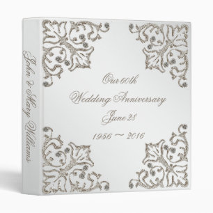 Glitter 60th Wedding Anniversary 1" Binder