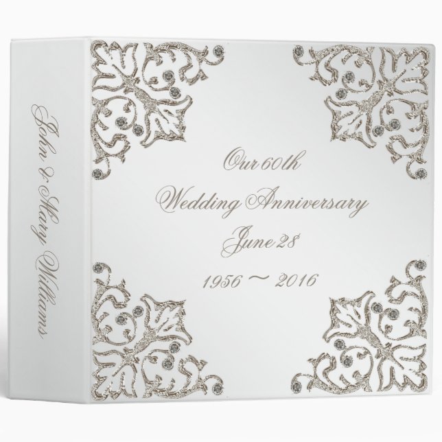 Glitter 60th Wedding Anniversary 2" Binder (Front/Spine)