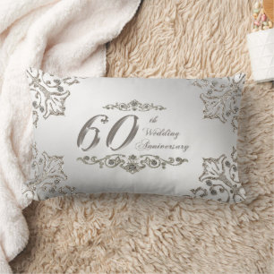 Glitter 60th Wedding Anniversary Lumbar Pillow