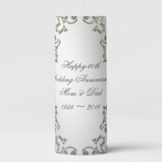 Glitter 60th Wedding Anniversary Pillar Candle