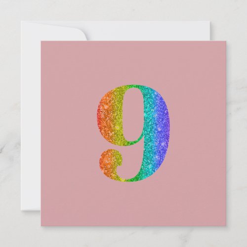 Glitter 9th Birthday Custom Simulated Glitter  Holiday Card