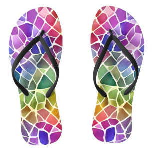 Glitter Abstract Geometric Octagon Flip Flops