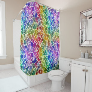 Glitter Abstract Geometric Octagon Shower Curtain