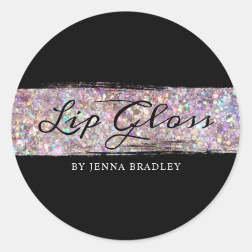 Glitter Abstract Makeup Lip Gloss Stylish Chic Classic Round Sticker