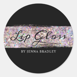 Glitter Abstract Makeup Lip Gloss Stylish Chic Classic Round Sticker