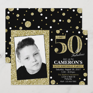 Glitter Adult Milestone Birthday Photo Invitation