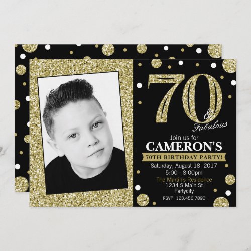 Glitter Adult Milestone Birthday Photo Invitation