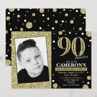 Glitter Adult Milestone Birthday Photo Invitation