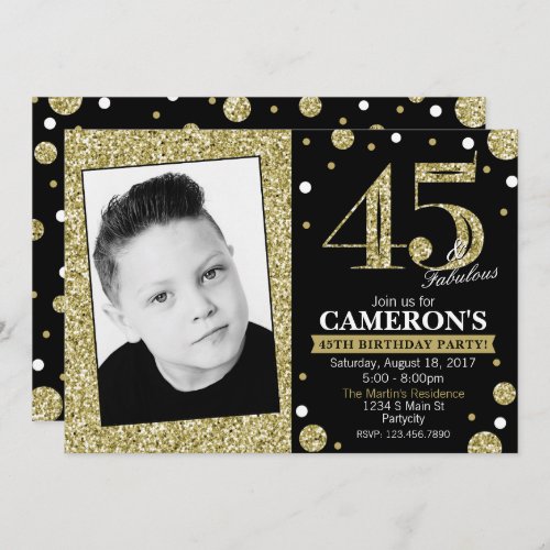 Glitter Adult Milestone Birthday Photo Invitation