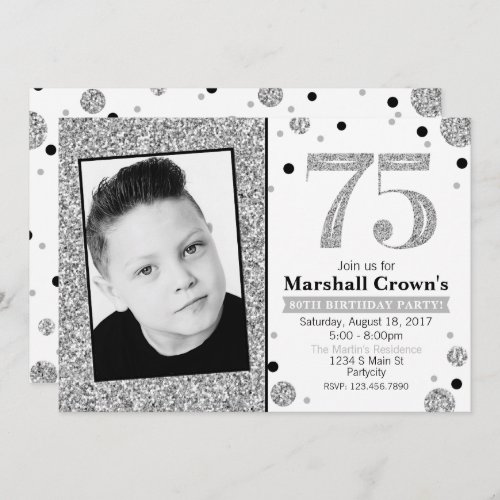 Glitter Adult Milestone Birthday Photo Invite