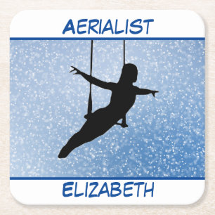 Glitter Aerialist Square Paper Coaster
