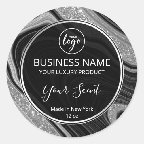 Glitter Agate Black And Silver Body Butter Labels