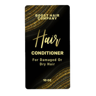 Glitter Agate Black Gold Hair Care Product Labels