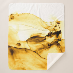 Glitter Alcohol Ink Art. Japanese Ink Style. Beig Sherpa Blanket