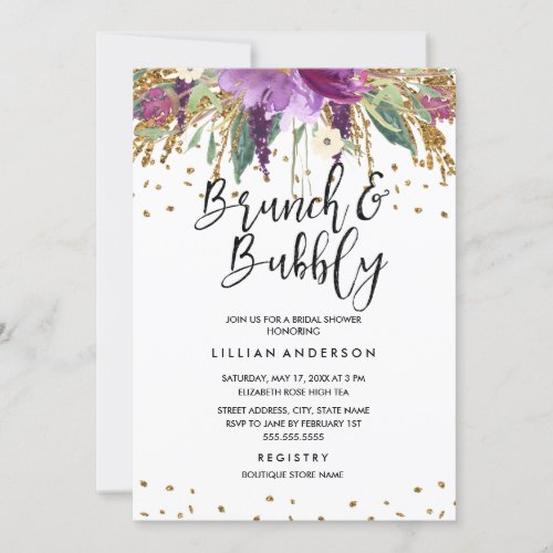 Glitter Amethyst Bridal Shower Invitation