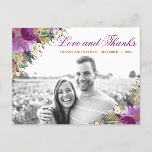 Glitter Amethyst Purple Photo Thank You Postcard