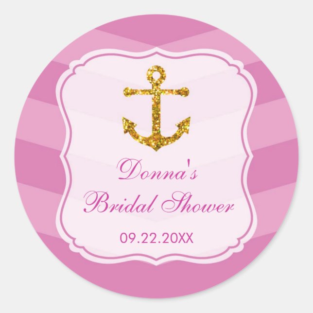 Glitter Anchor Nautical Favor Sticker (Front)