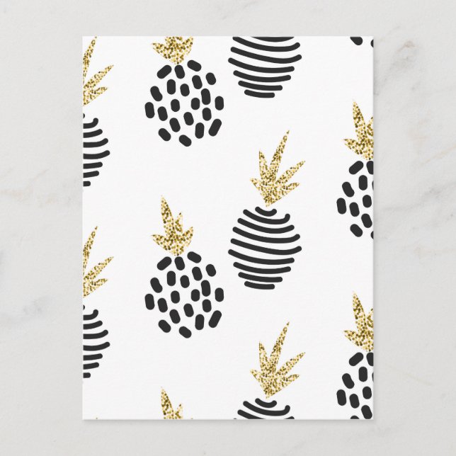 Glitter and black abstract pineapples. postcard (Front)