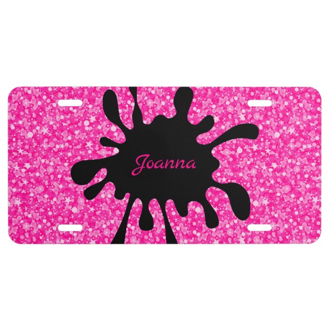 Glitter And Black Stain License Plate (Front)