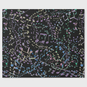Glitter and Bling  Rainbow Musical Notes Wrapping Paper