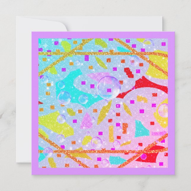 GLITTER AND BUBBLES DESIGN PASTELS ART THANK YOU CARD (Front)
