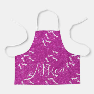 Glitter and dragonflies personalized apron