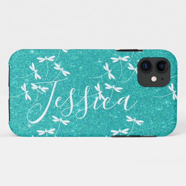 Glitter and dragonflies personalized Case-Mate iP iPhone Case