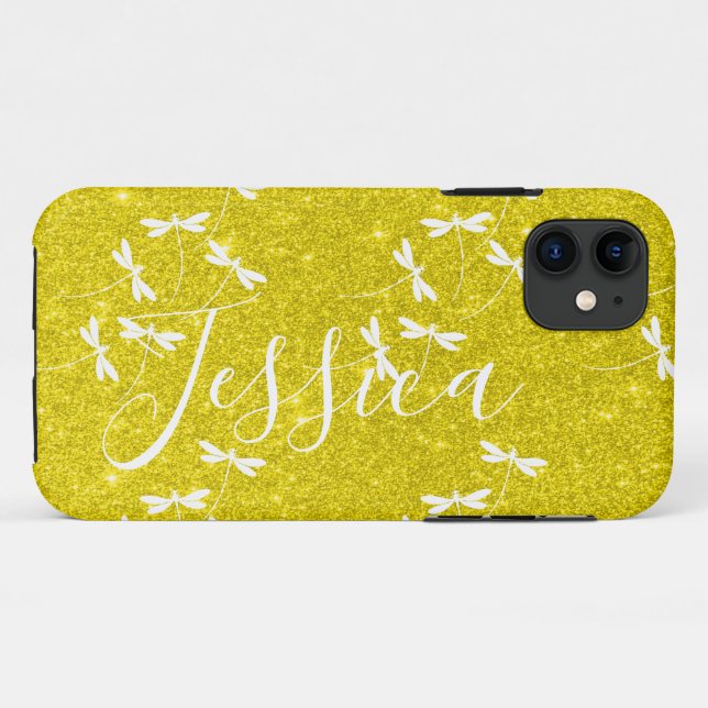 Glitter and dragonflies personalized  Case-Mate iP iPhone Case (Back (Horizontal))