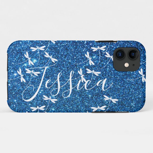 Glitter and dragonflies personalized  Case-Mate iP iPhone Case (Back (Horizontal))