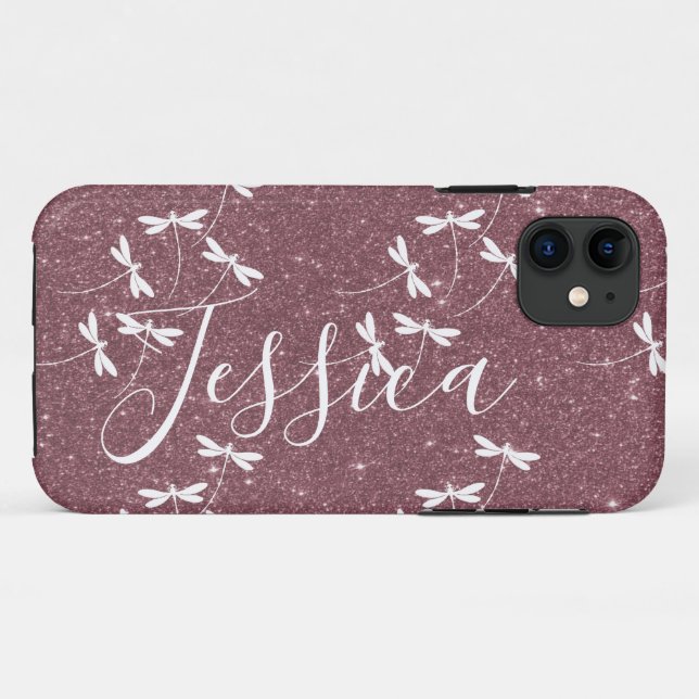 Glitter and dragonflies personalized  Case-Mate iPhone case (Back (Horizontal))